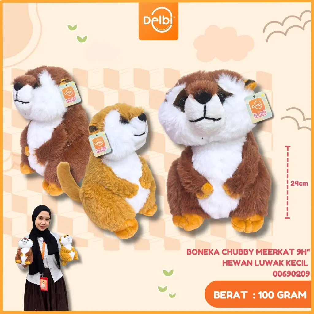 [00690209] BONEKA CHUBBY MEERKAT 9H" HEWAN LUWAK KECIL