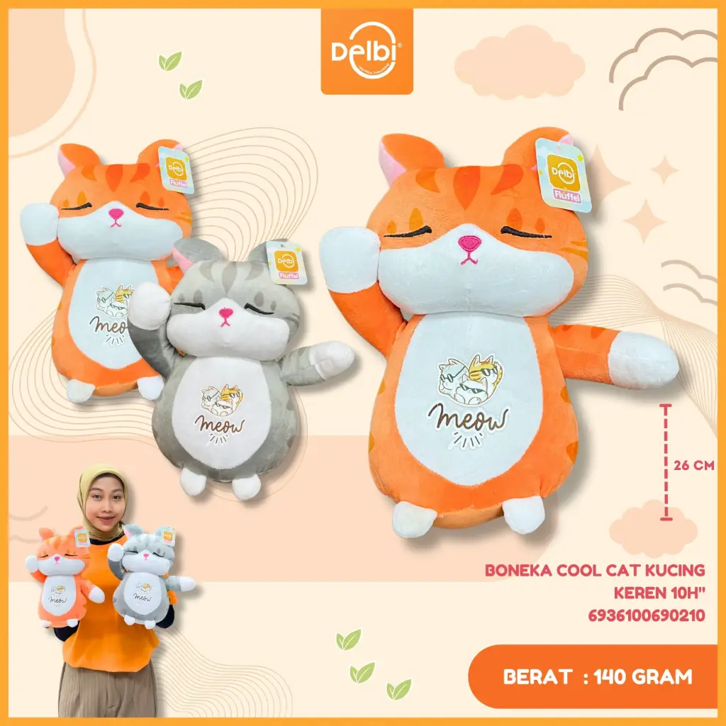 [6936100690210] BONEKA COOL CAT KUCING KEREN 10H"