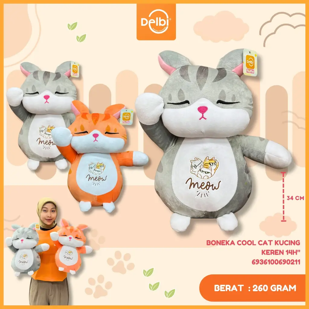 BONEKA COOL CAT KUCING KEREN 14H"