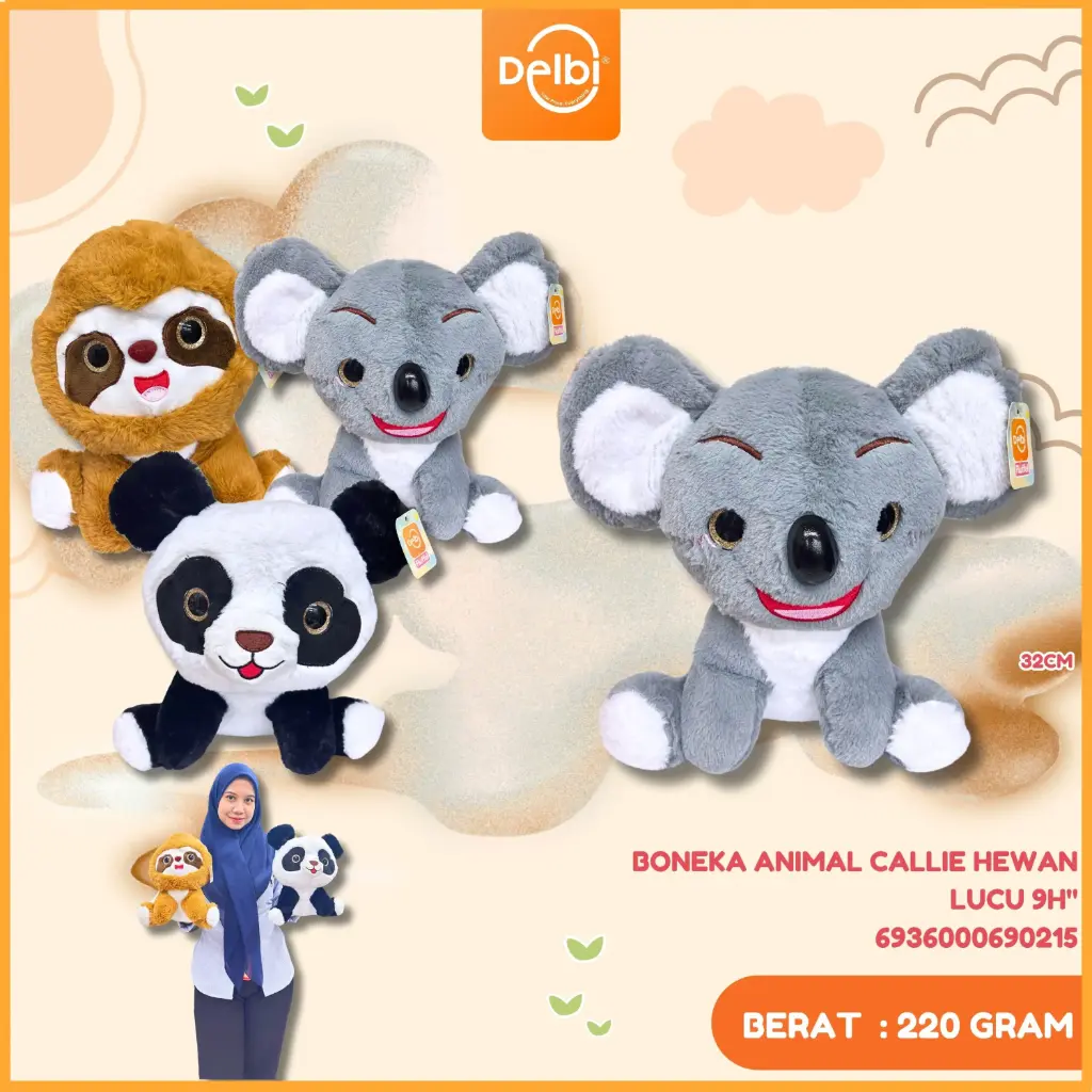 BONEKA ANIMAL CALLIE HEWAN LUCU 9H"