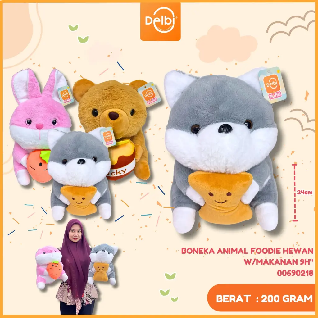 BONEKA ANIMAL FOODIE HEWAN W/MAKANAN 9H"