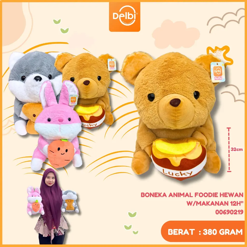 BONEKA ANIMAL FOODIE HEWAN W/MAKANAN 12H"