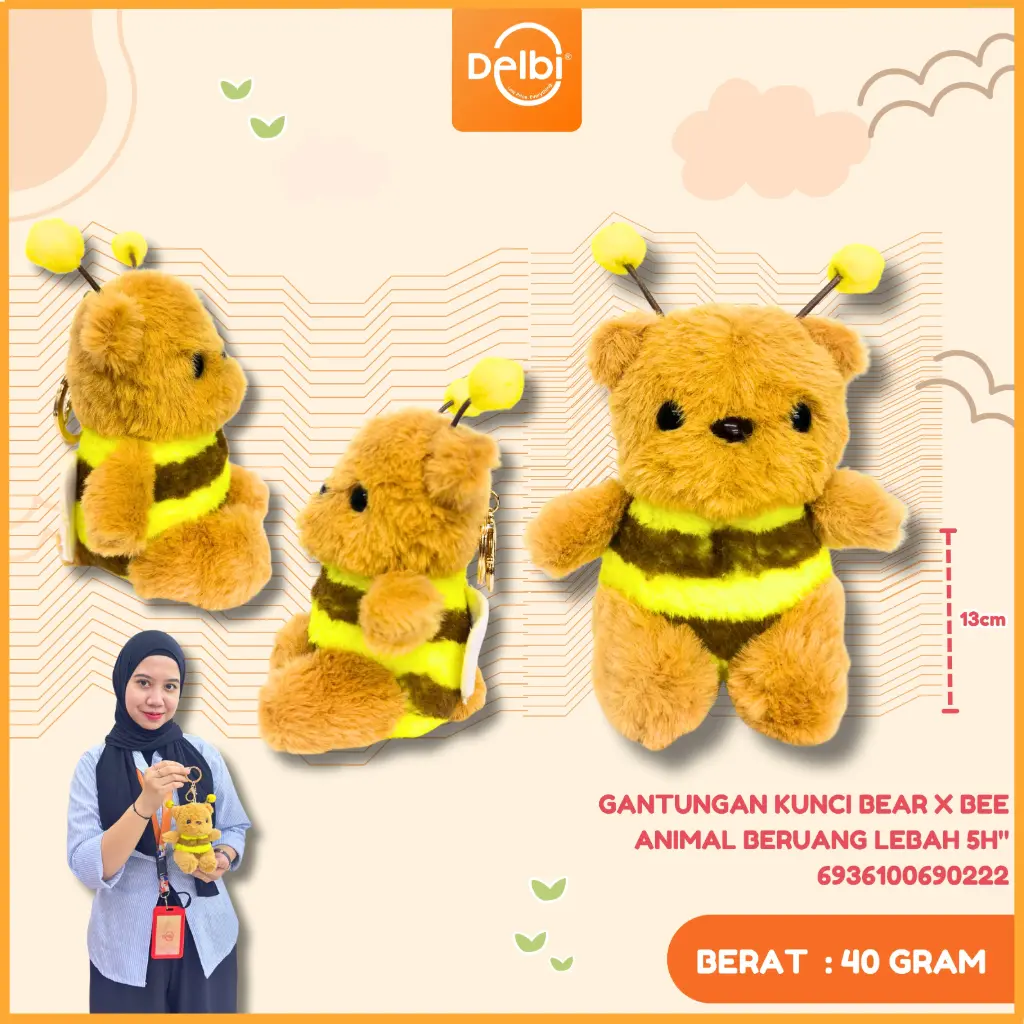 [6936100690222] GANTUNGAN KUNCI BEAR X BEE ANIMAL BERUANG LEBAH 5H"