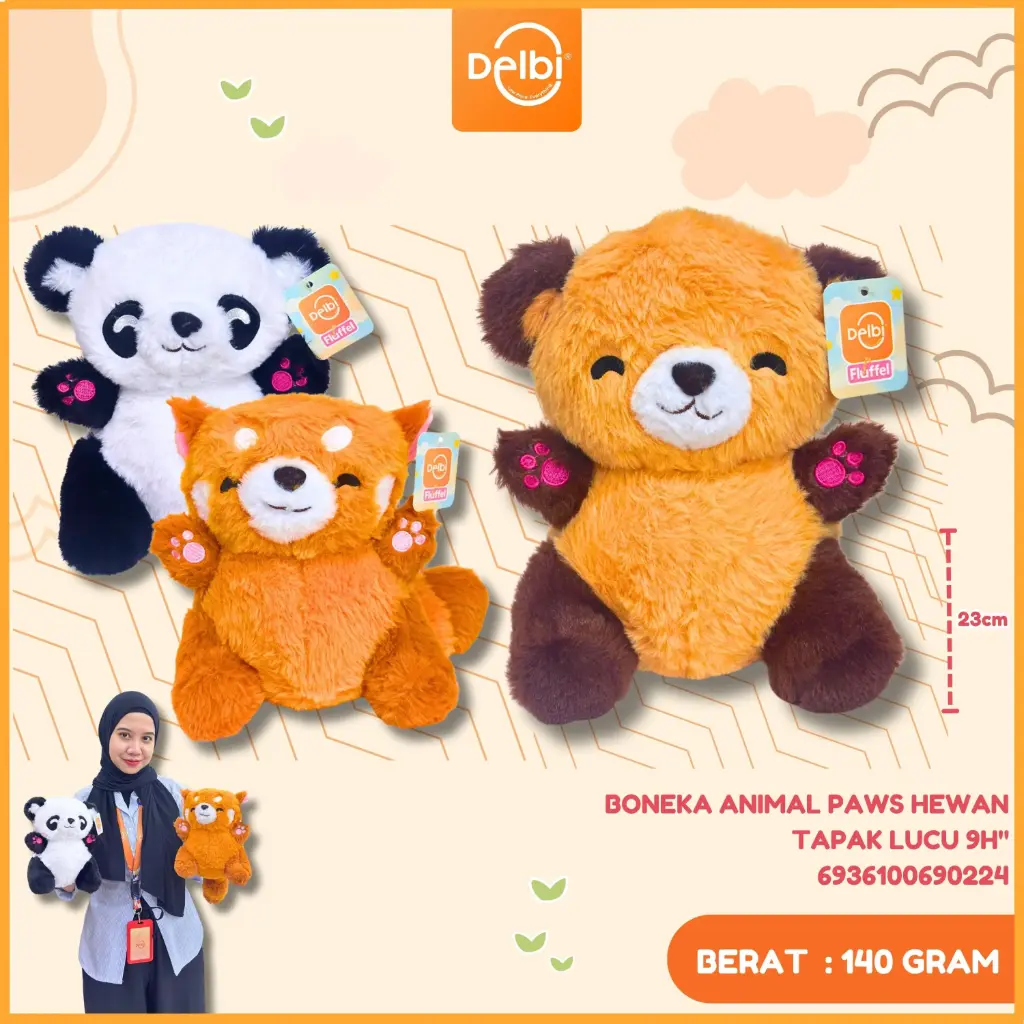 [6936100690224] BONEKA ANIMAL PAWS HEWAN TAPAK LUCU 9H"