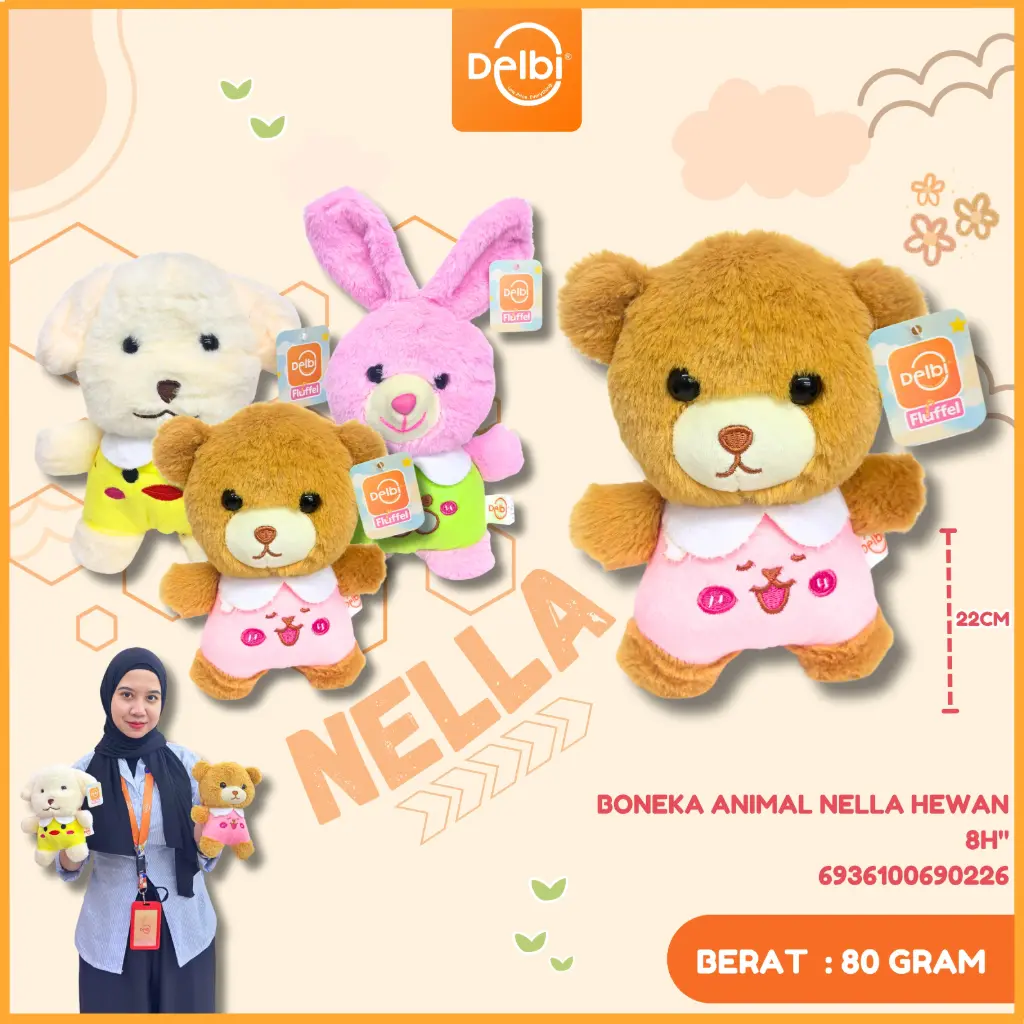 BONEKA ANIMAL NELLA HEWAN 8H"