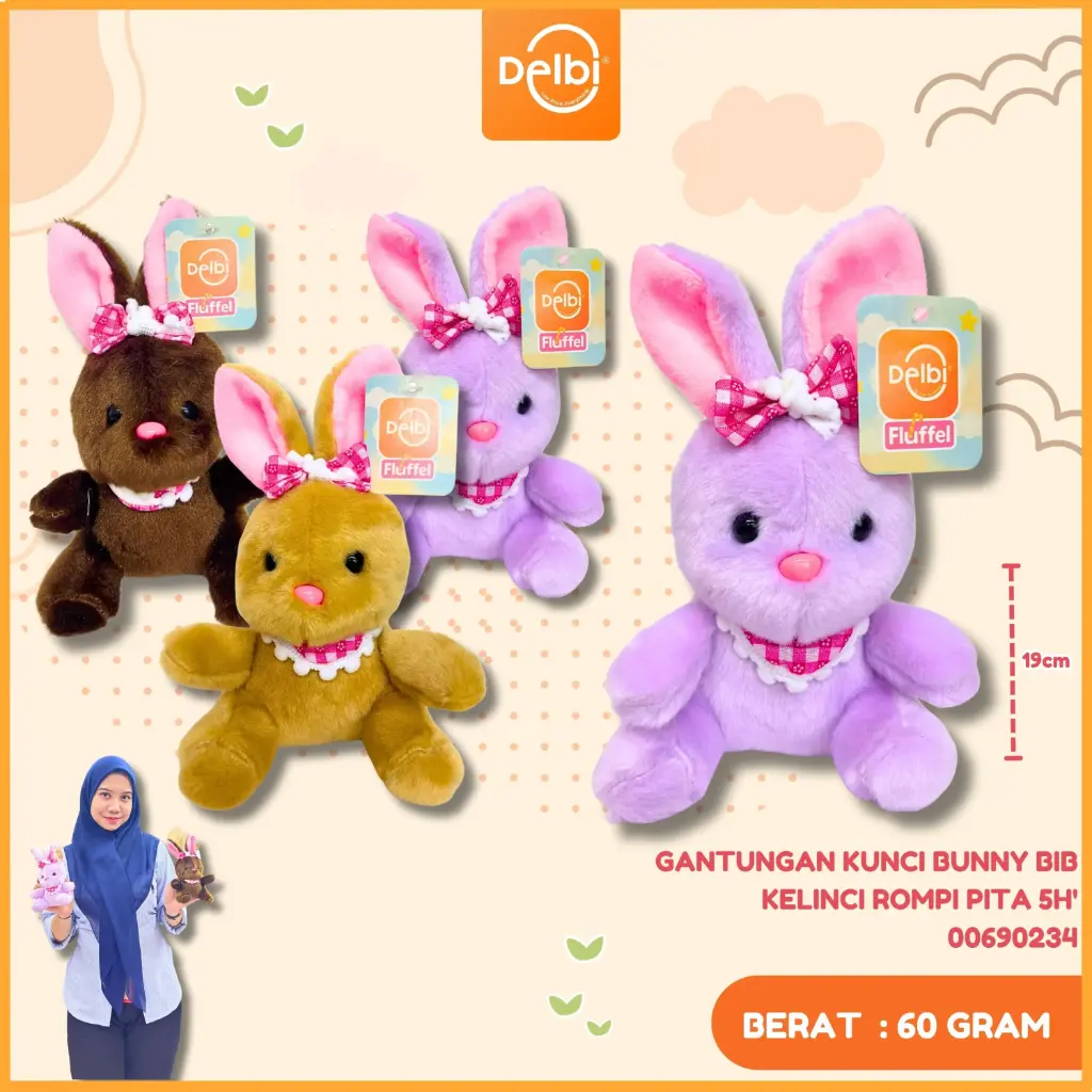 [00690234] GANTUNGAN KUNCI BUNNY BIB KELINCI ROMPI PITA 5H'
