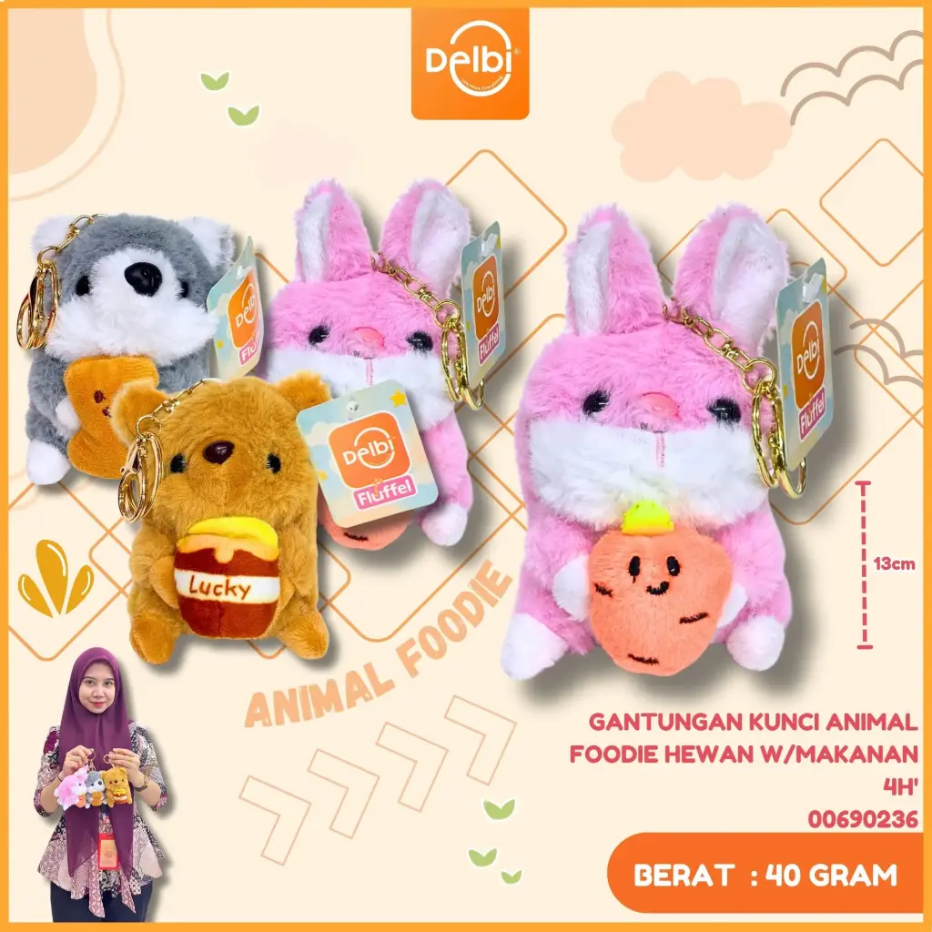 [00690236] GANTUNGAN KUNCI ANIMAL FOODIE HEWAN W/MAKANAN 4H'