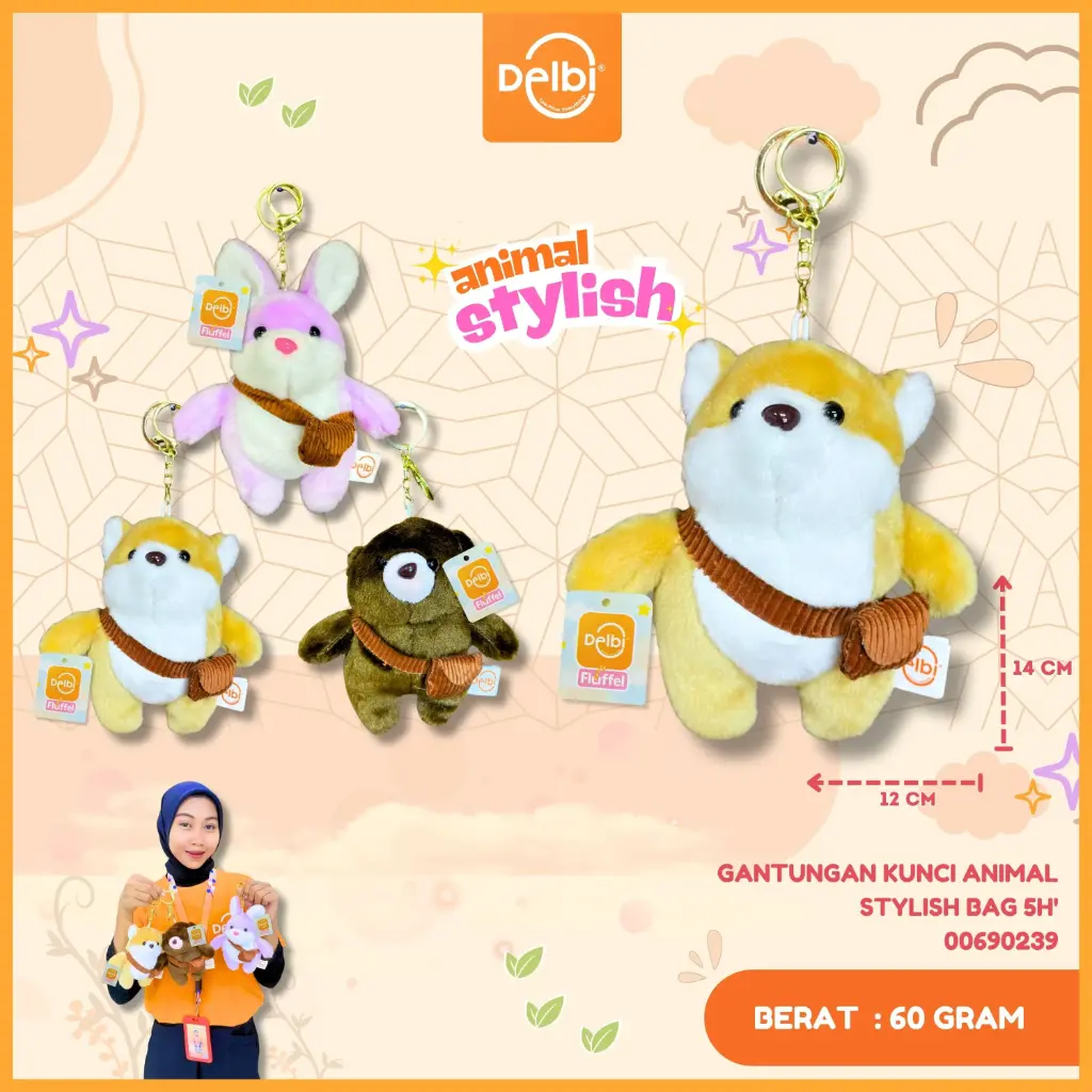 [00690239] GANTUNGAN KUNCI ANIMAL STYLISH BAG 5H'