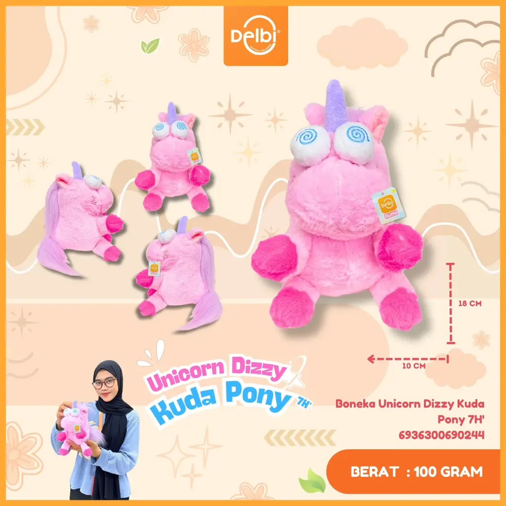 [6936300690244] Boneka Unicorn Dizzy Kuda Pony 7H'