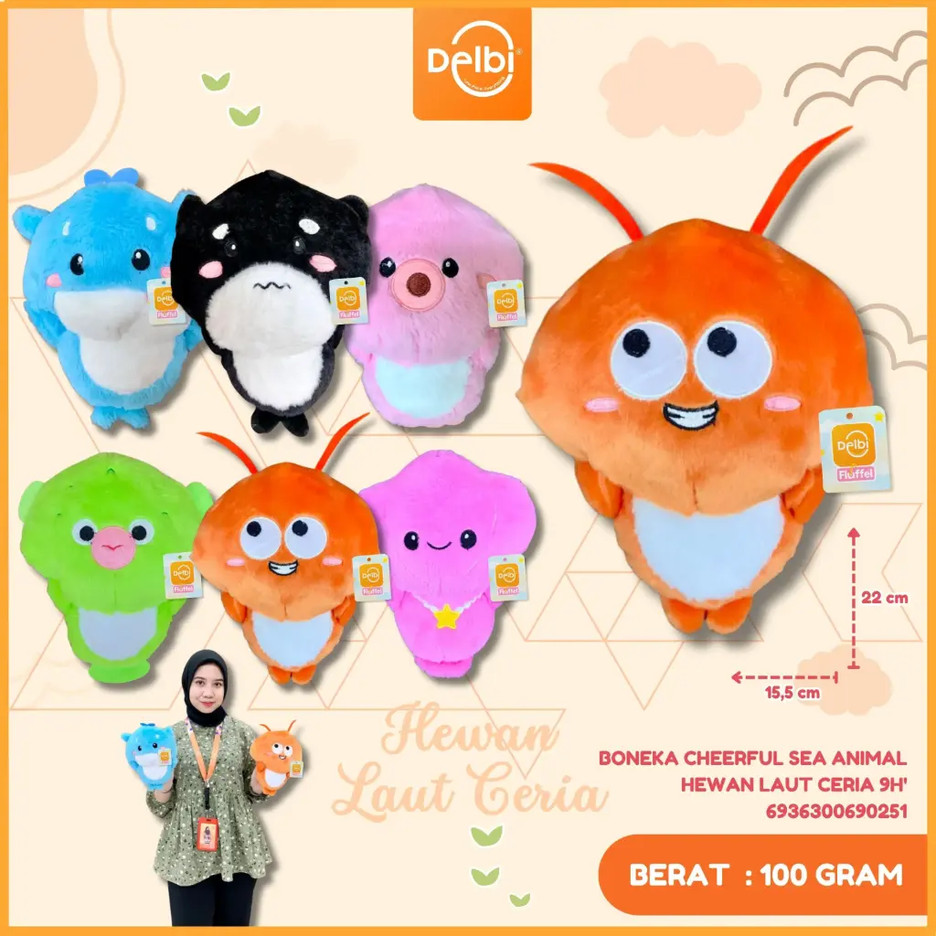 [6936300690251] Boneka Cheerful Sea Animal Hewan Laut Ceria 9H'