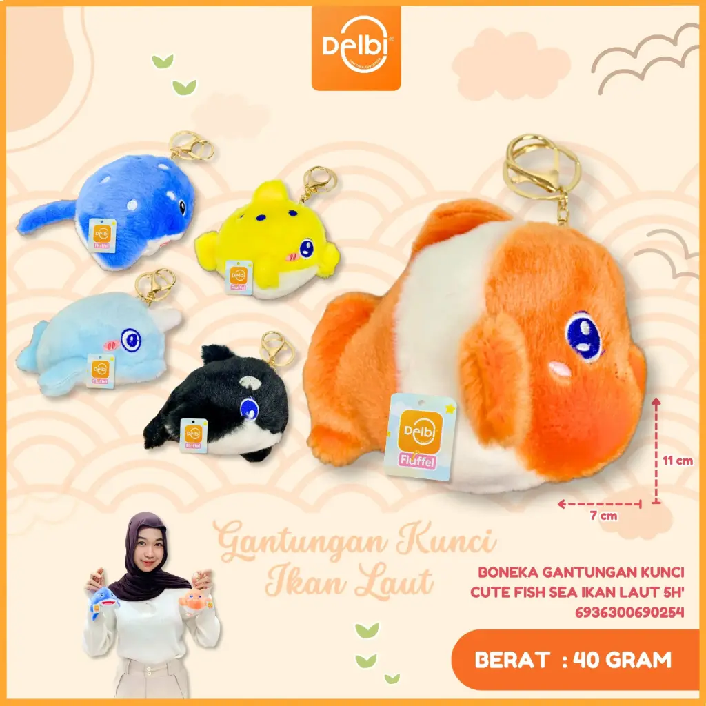 [6936300690254] Boneka Gantungan Kunci Cute Fish Sea Ikan Laut 5H'