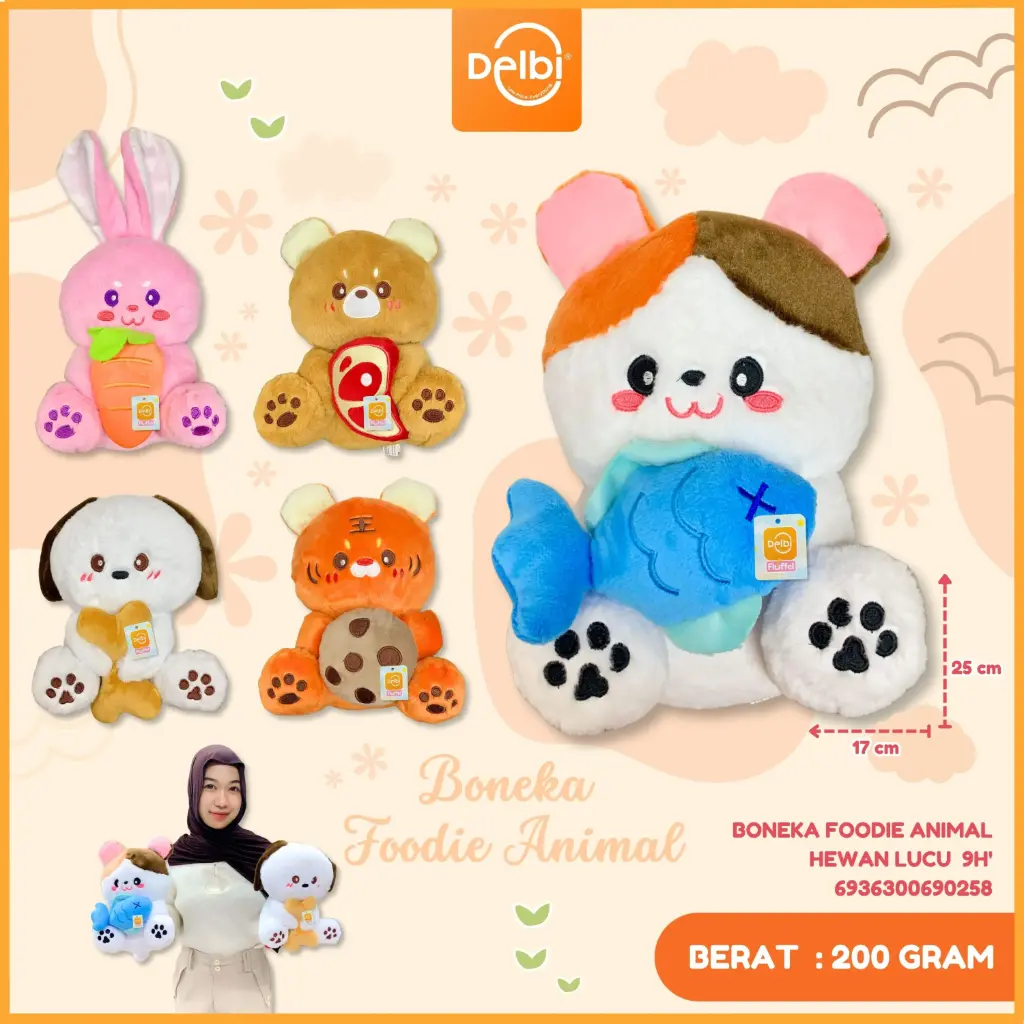 [6936300690258] Boneka Foodie Animal Hewan Lucu  9H'