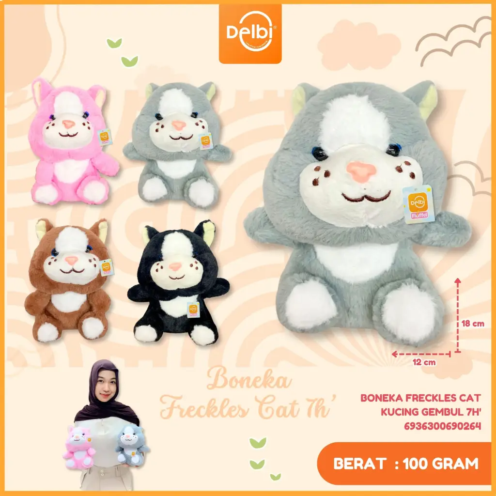 Boneka Freckles Cat Kucing Gembul 7H'