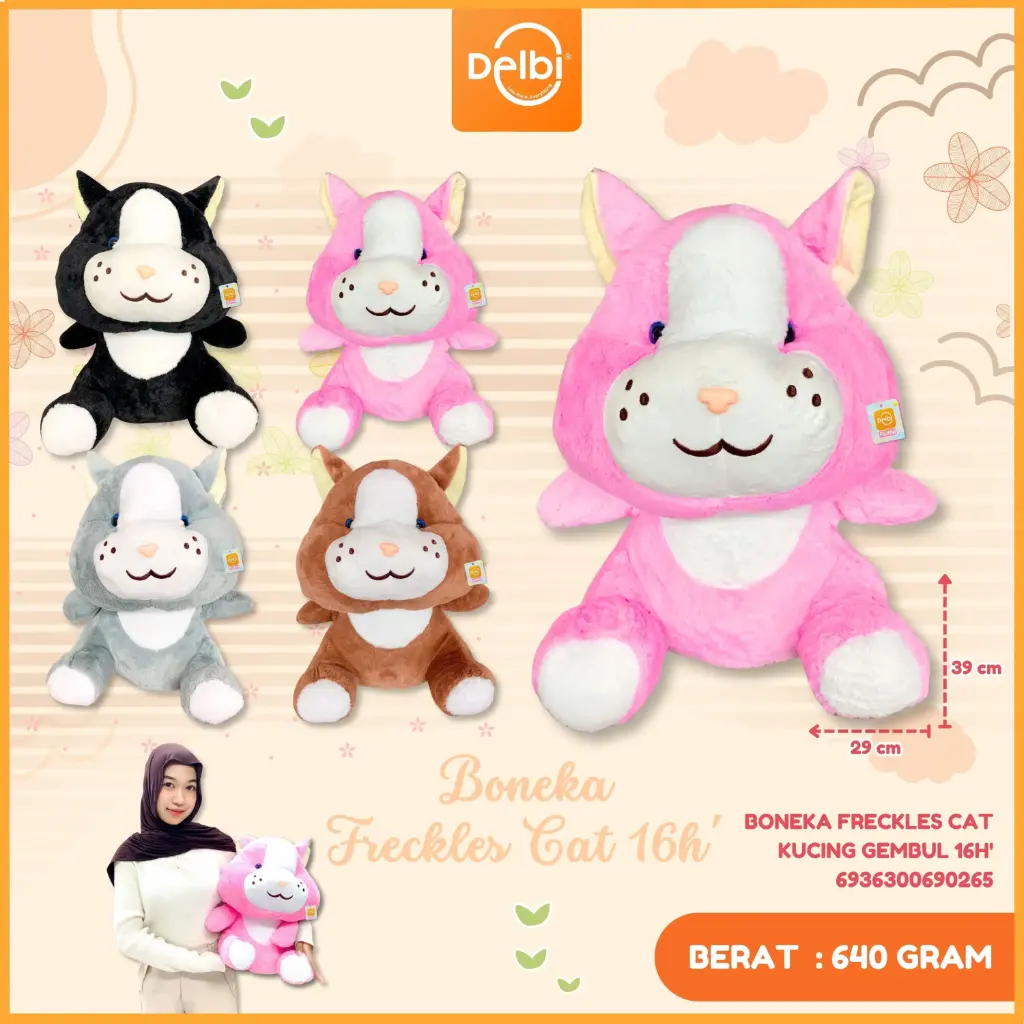Boneka Freckles Cat Kucing Gembul 16H'