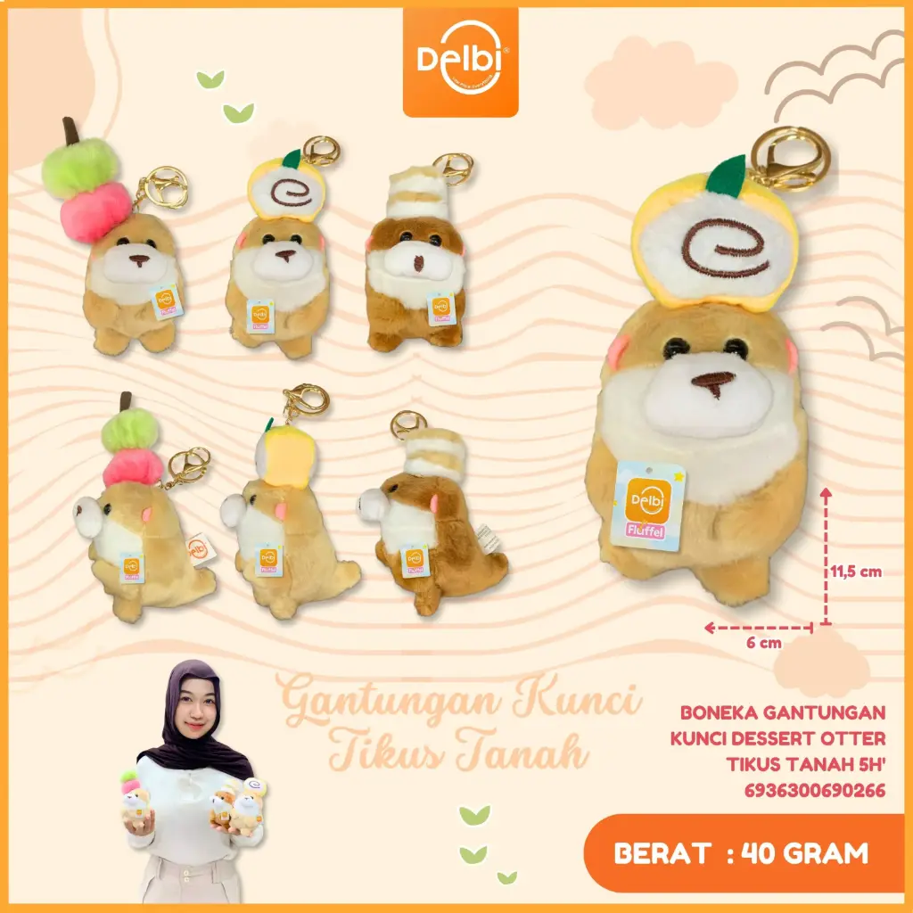 [6936300690266] Boneka Gantungan Kunci Dessert Otter Tikus Tanah 5H'