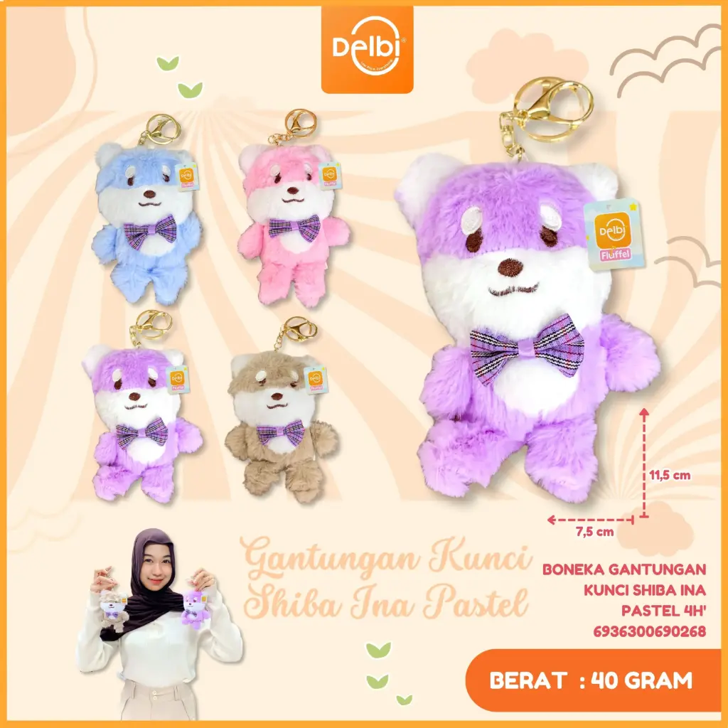 [6936300690268] Boneka Gantungan Kunci Shiba Ina Pastel 4H'