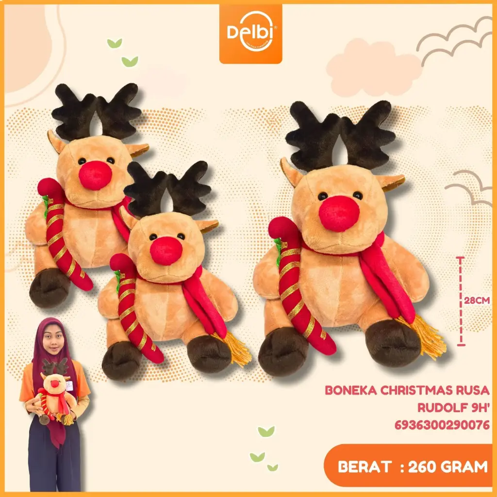 [6936300290076] BONEKA CHRISTMAS RUSA RUDOLF 9H'