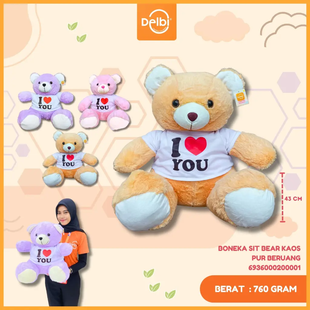 Boneka Sit Bear Kaos Pur Beruang  