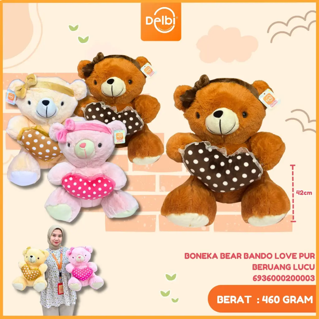 [6936000200003] BONEKA BEAR BANDO LOVE PUR BERUANG LUCU