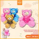 BONEKA BEAR ROMPI DENGAN HEADPHONE BERUANG BAJU POLKADOT XL