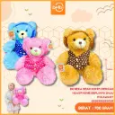 BONEKA BEAR ROMPI DENGAN HEADPHONE BERUANG BAJU POLKADOT