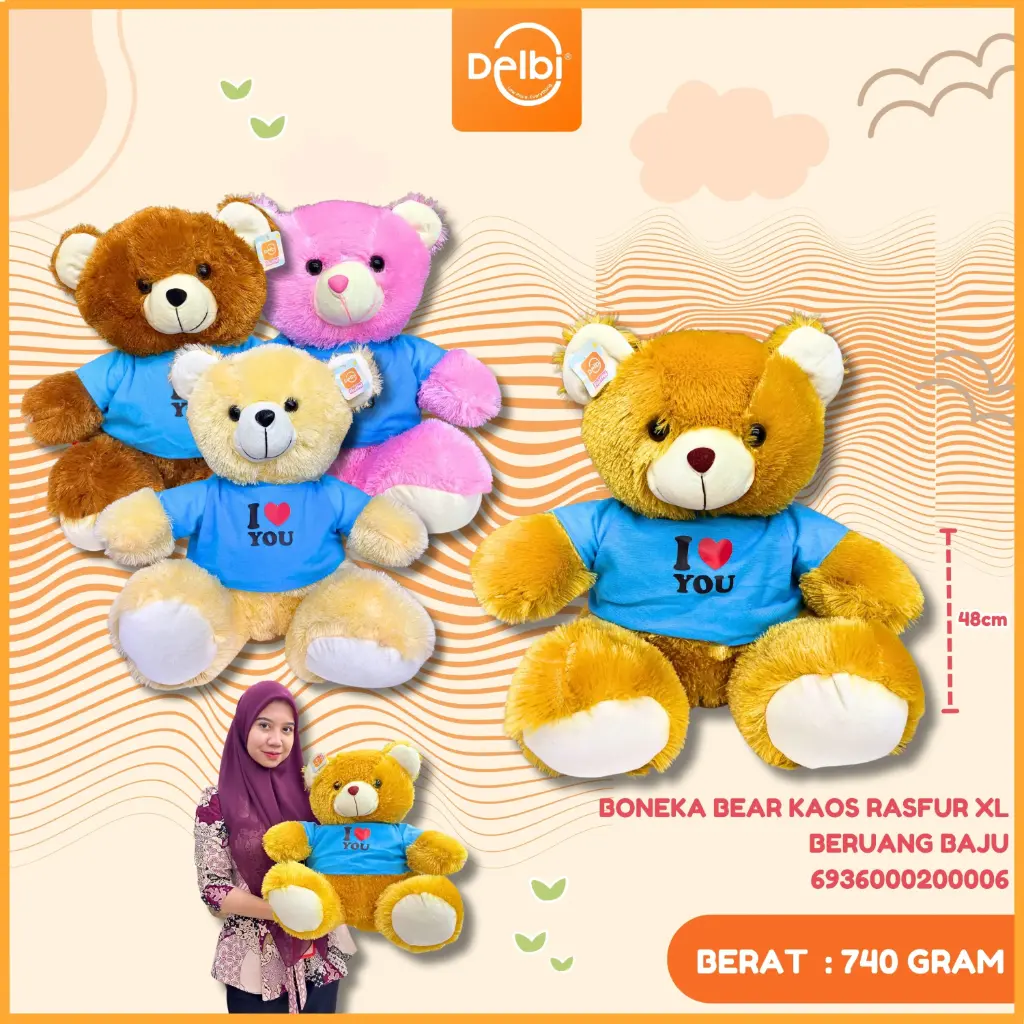 BONEKA BEAR KAOS RASFUR XL BERUANG BAJU 