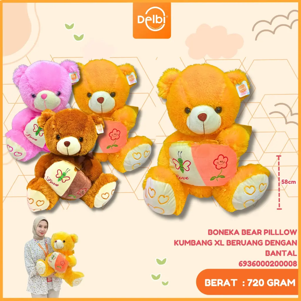 BONEKA BEAR PILLLOW KUMBANG XL BERUANG DENGAN BANTAL