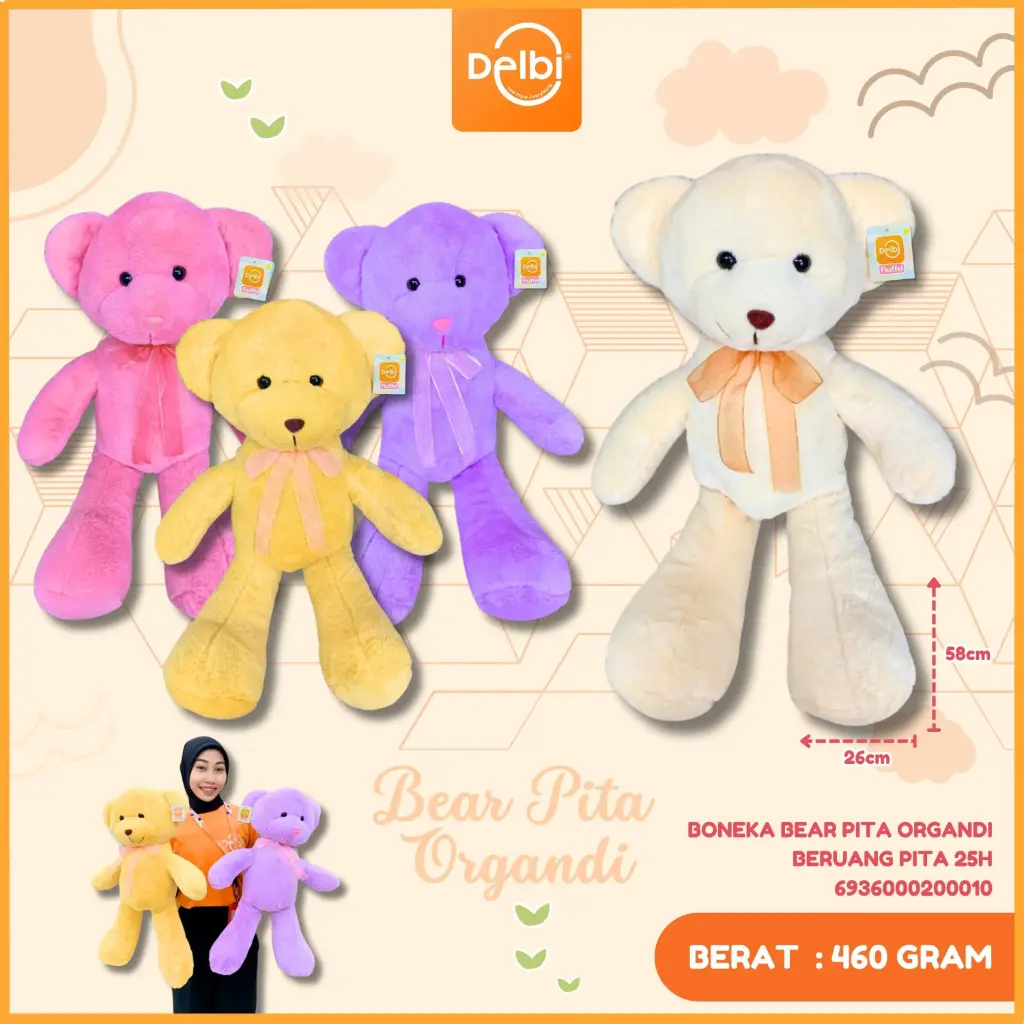 [6936000200010] BONEKA BEAR PITA ORGANDI BERUANG PITA 25H