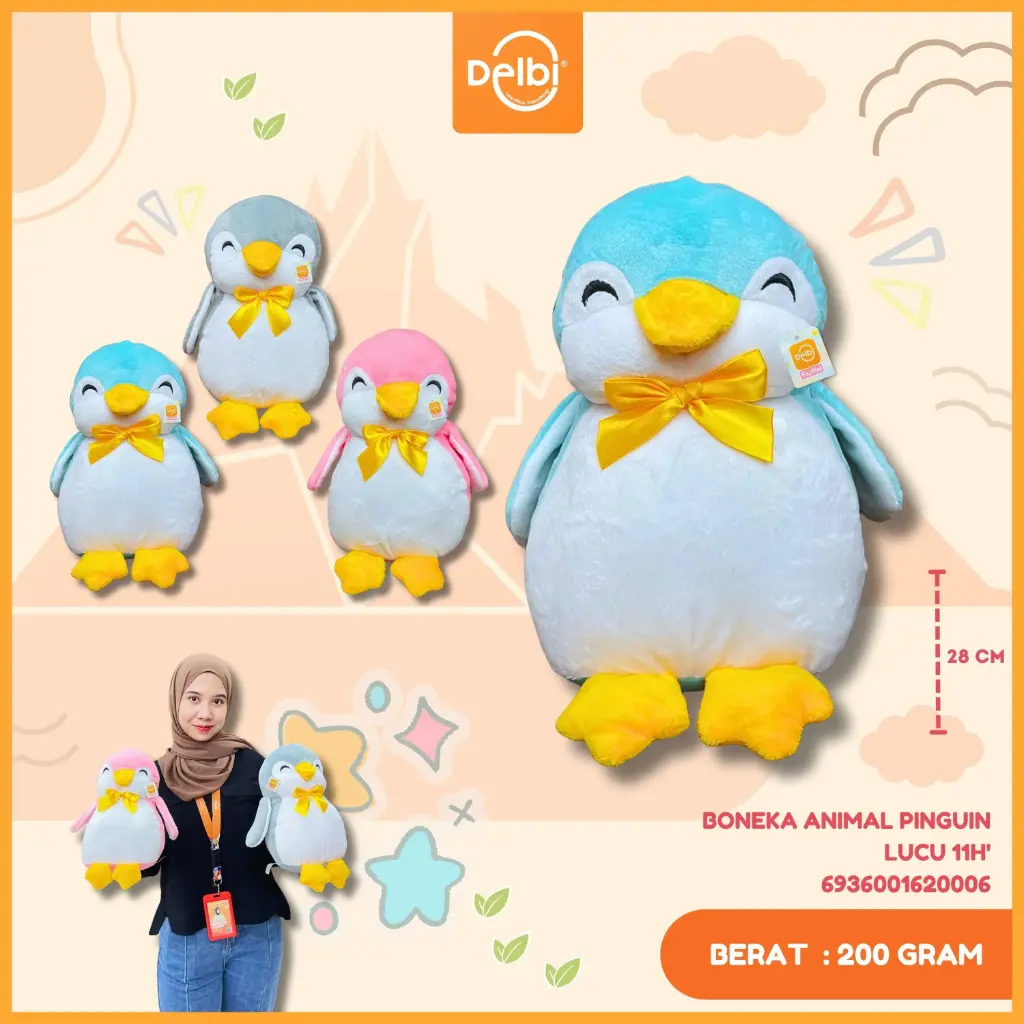 [6936001620006] BONEKA ANIMAL PINGUIN LUCU 11H'