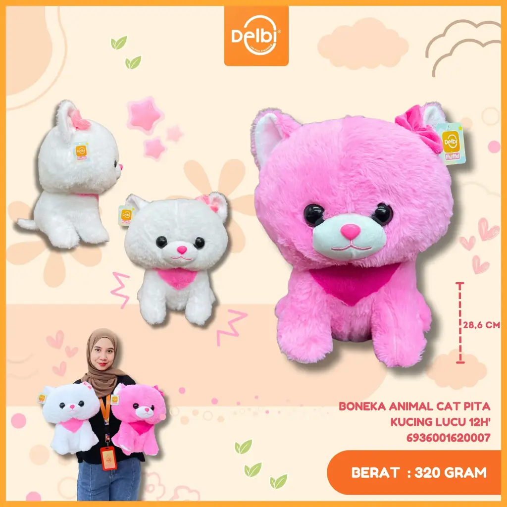 [6936001620007] BONEKA ANIMAL CAT PITA KUCING LUCU 12H'