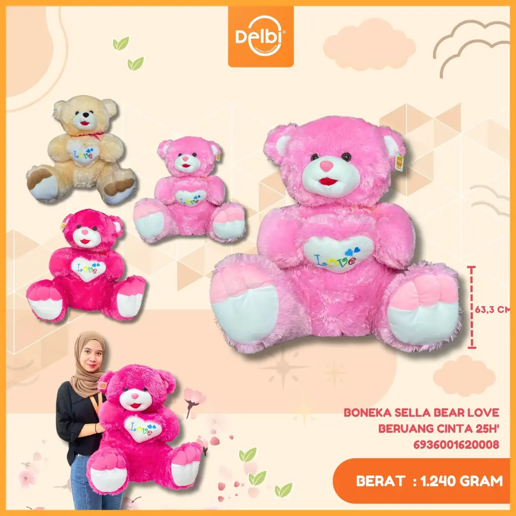BONEKA SELLA BEAR LOVE BERUANG CINTA 25H'