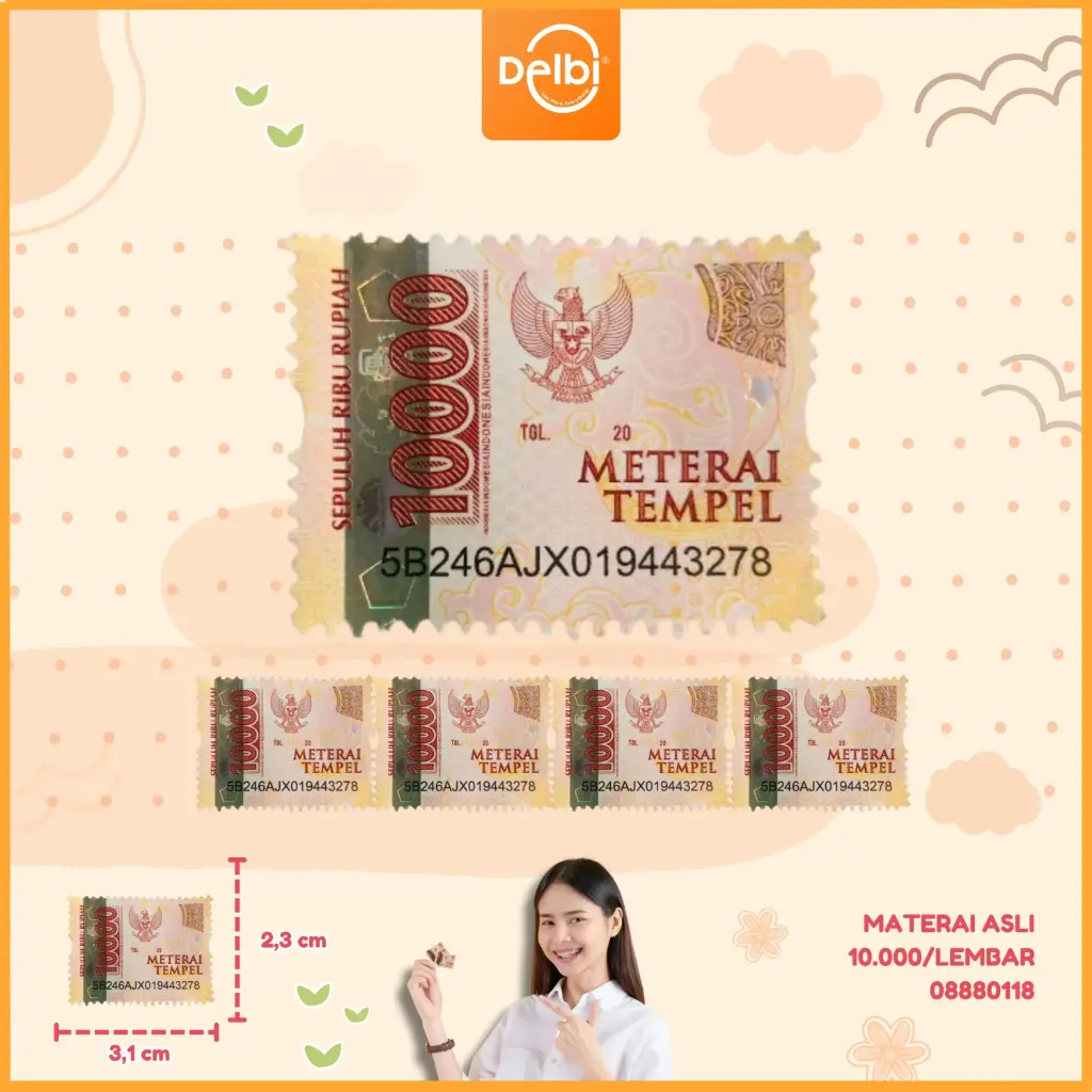 Materai Asli 10.000/lembar