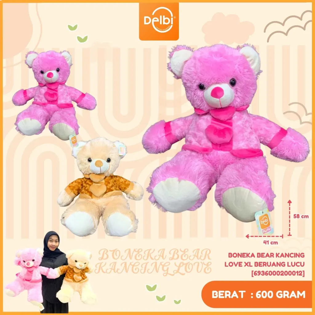 [6936000200012] BONEKA BEAR KANCING LOVE XL BERUANG LUCU