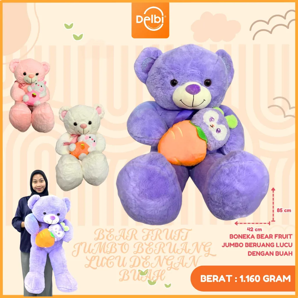 BONEKA BEAR FRUIT JUMBO BERUANG LUCU DENGAN BUAH