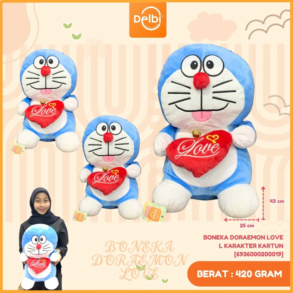 BONEKA DORAEMON LOVE L KARAKTER KARTUN