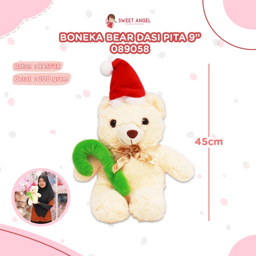 [089058] BONEKA BEAR/RABBIT DASI PITA 9"