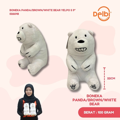 [026648] BONEKA PANDA/BROWN/WHITE BEAR YELPO S 9"