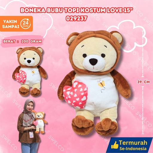 [029237] BONEKA BUBU TOPI KOSTUM LOVE 15"