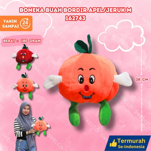 [162743] BONEKA BUAH BORDIR APEL/JERUK M