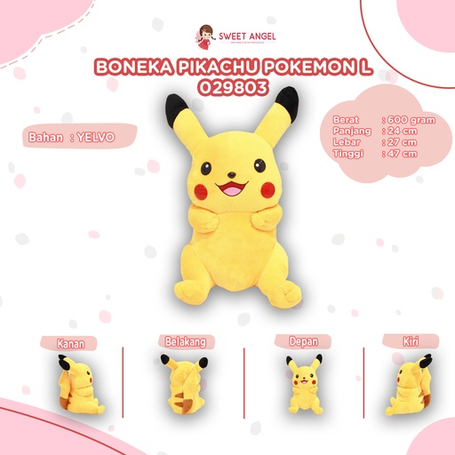 [029803] BONEKA PIKACHU POKEMON L SEDANG L"