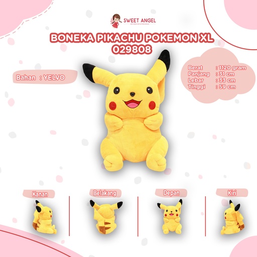 [029808] BONEKA PIKACHU POKEMON XL KARAKTER