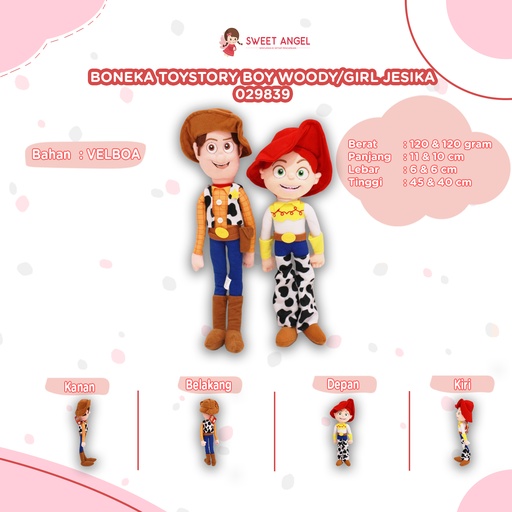 [029839] BONEKA TOYSTORY BOY WOODY/GIRL JESIKA17"