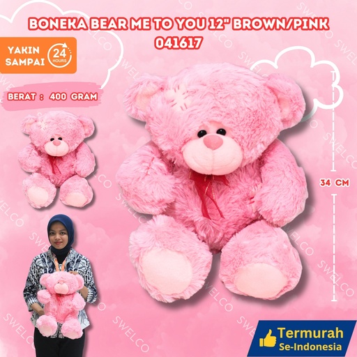 [041617] BONEKA BEAR ME TO YOU 12" BROWN/PINK