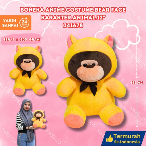 [041678] BONEKA ANIME COSTUME BEAR FACE KARAKTER ANIMAL 12"