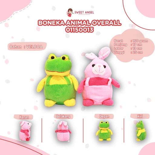 [01150013] BONEKA ANIMAL OVERALL 10"