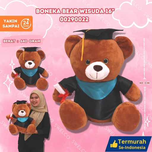 [00290022] BONEKA BEAR WISUDA 16"