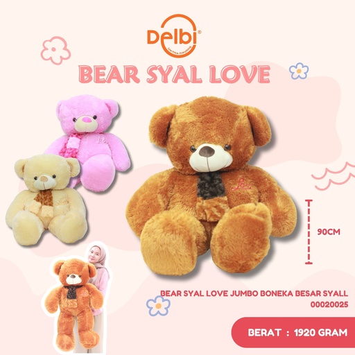 [00020025] BEAR SYAL LOVE JUMBO BONEKA BESAR SYALL