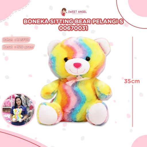 [00670031] BONEKA SITTING BEAR PELANGI S