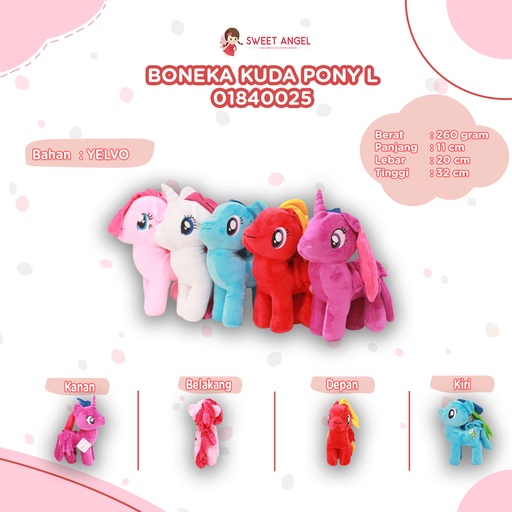 [01840025] BONEKA KUDA PONY L SEDANG UNICORN L" PONI