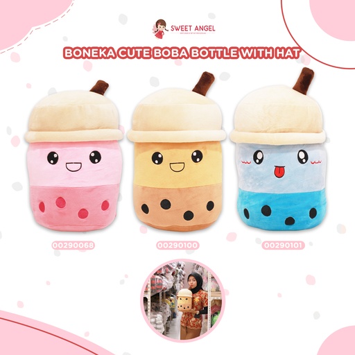 [00290068] BONEKA CUTE BOBA BOTTLE W/HAT 13"